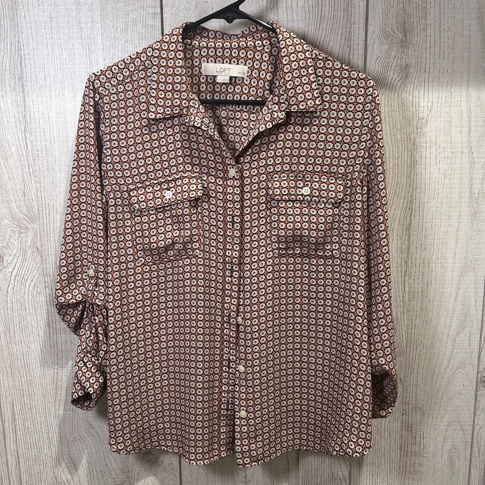 LOFT Brown Casual Button Down Shirt
